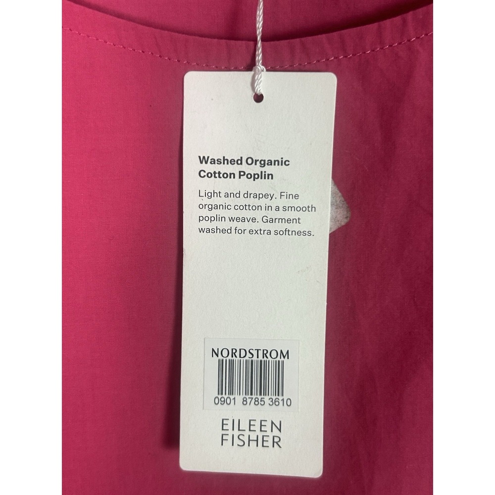 Eileen Fisher Organic Cotton Pucker Tiered Dress vibrant pink S/P Organic Cotton - Picture 4 of 6